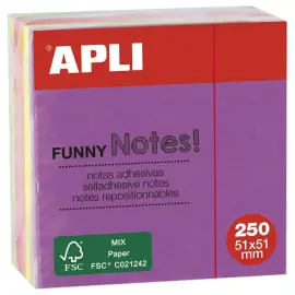 Mini-bloc cube 51x51 mm 5 couleurs 250 feuilles 