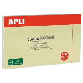 Bloc notes adh&eacute;sives 125 x 75 mm 100 feuilles jaune 