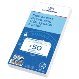 50 Enveloppes extra blanches 110x220 mm 100% recycl&eacute;es 