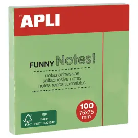 Bloc notes adh&eacute;sives 75 x 75 mm 100 feuilles vert pastel 