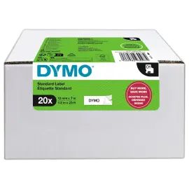 20 Rubans pour titreuse D1 - 12 mm - Impression noire sur fond blanc - DYMO 