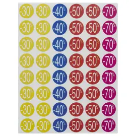 5 feuilles de 48 &eacute;tiquettes remises -30%&agrave;-70% - assortis 