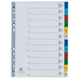 Jeu d'intercalaires num&eacute;riques A4 - 12 onglets - FIDUCIAL 