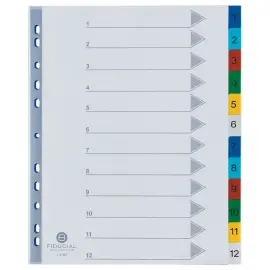 Jeu d'intercalaires num&eacute;riques polypropyl&egrave;ne - 12 onglets - FIDUCIAL 