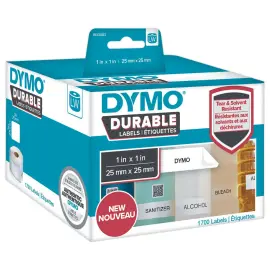 2 rouleaux de 850 &eacute;tiquettes DYMO Durable LW multi-usages - 25 x 25 mm 