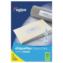 25 Planches d'&eacute;tiquettes MU 199,6X143,5mm soit 50 &eacute;tiquettes blanches 