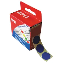 Bo&icirc;te distributrice de 150 pastilles gommettes rondes &Oslash; 15 mm bleu 