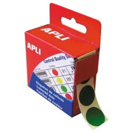 Bo&icirc;te distributrice de 150 pastilles gommettes rondes &Oslash; 15 mm vert 