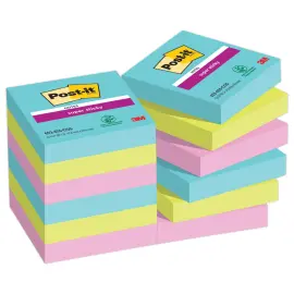 12 Notes repositionnables Super Sticky - Cosmic - 4,76 x 4,76 cm - 90 feuilles - 3M Post-it 