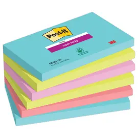 6 Blocs-notes repositionnables Super Sticky - Cosmic - 7,6 x 12,7 cm - 90 feuilles - POST-IT 