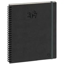 Agenda semainier  Swan - 18,5x 22,5 cm - Anthracite - Janvier &agrave; d&eacute;cembre - EXACOMPTA 