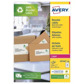 100 Planches d'&eacute;tiquettes laser AVERY 63,5x38,1 mm soit 2400 &eacute;tiq/bo&icirc;te 