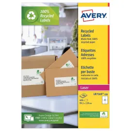 100 Planches d'&eacute;tiquettes laser - 99,1x139 mm - soit 400 &eacute;tiq/bo&icirc;te - AVERY 