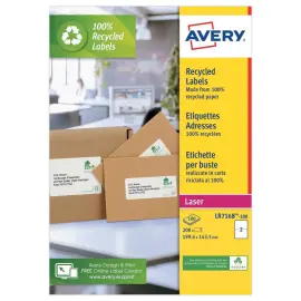 100 Planches d'&eacute;tiquettes laser AVERY 199,6 x 143,5 mm soit 200 &eacute;tiq/bo&icirc;te 
