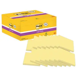 16 notes repositonnables Super Sticky 76x127 mm jaune- 2 offerts 