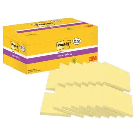 16 Notes repositionnables Super Sticky -  76 x 76 mm jaune - Post-It 