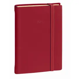Agenda semainier  Silk - 16x24cm - Rouge - Janvier &agrave; d&eacute;cembre - QUO VADIS 