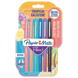 6 Feutres Flair Tropical - &eacute;criture moyenne - PAPERMATE 