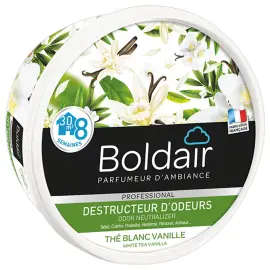 Gel solide destructeur d'odeur - Vanille th&eacute; blanc - 300 g - BOLDAIR 