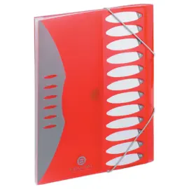 Trieur &agrave; soufflets  en polypropyl&egrave;ne - 12 positions  - rouge - FIDUCIAL 