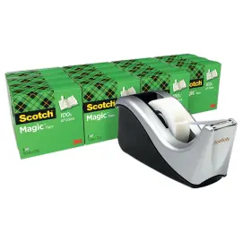 16 Rubans d'adh&eacute;sif invisible mat Scotch Magic 810 + 1 d&eacute;vidoir C60 argent&eacute; - SCOTCH 