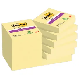 12 Blocs de 90 notes repositionnables Super Sticky - Jaune pastel - 4,76 x 4,76 cm - POST-IT 