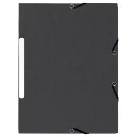 10 Chemises 3 rabats &agrave; &eacute;lastiques 360 g - Dos de 1,5 cm - Noir - EXACOMPTA 