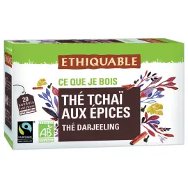 20 sachets de th&eacute; Tcha&iuml; aux &eacute;pices BioEthiquable 