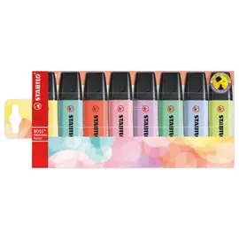 8 Surligneurs BOSS ORIGINAL Pastel - Pointe biseaut&eacute;e - Coloris assortis - STABILO 