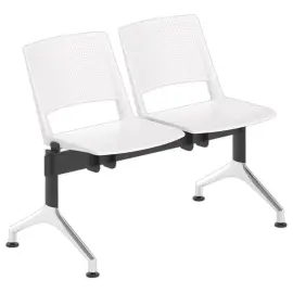 Poutre 2 places si&egrave;ges blancs TOM structure noire pieds alu sans acc. 