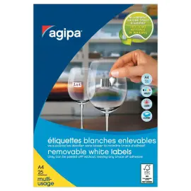 25 Planches d'&eacute;tiquettes enlevables laser25,4x10mm 4725 &eacute;tiq/bo&icirc;te 