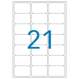 20 Planches d'&eacute;tiquettes transparentes 63,5x38,1 mm, 420 &eacute;tiq/bo&icirc;te 