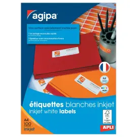 100 Planches d'&eacute;tiquettes jet d'encre 99,1x33,9 mm 1600 &eacute;tiq/bo&icirc;te 
