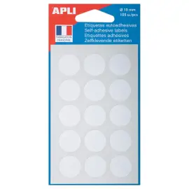 90 pastilles gommettes de signalisation rondes, &Oslash;19 mm, blanches 