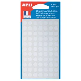 539 pastilles gommettes de signalisation rondes, &Oslash; 8mm, blanc 