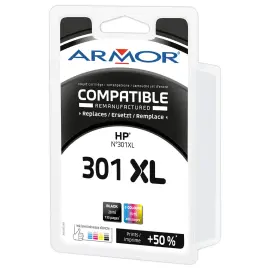 2 Cartouches eq. HP 301XL - Haute capacit&eacute; - Noir + 3 couleurs - OWA 