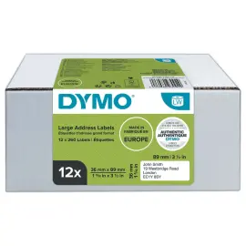 12 Rouleaux de 130 &eacute;tiquettes blanches 28x89mm pour DYMO Label Writer 