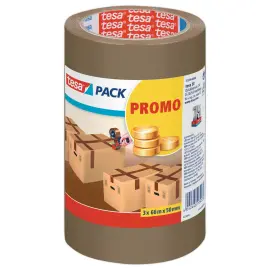 3 Rouleaux adh&eacute;sifs d'emballage en polypropyl&egrave;ne - 66 m x 50 mm 