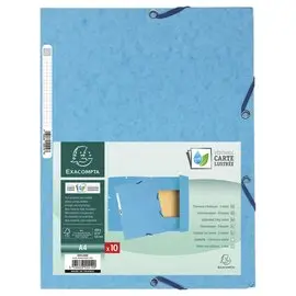 Chemise 3 rabats &agrave; &eacute;lastiques carte lustr&eacute;e - Bleu clair - EXACOMPTA 