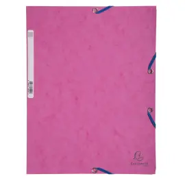 Chemise 3 rabats &agrave; &eacute;lastiques carte lustr&eacute;e - Rose - EXACOMPTA 