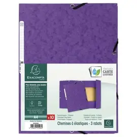 Chemise 3 rabats &agrave; &eacute;lastiques carte lustr&eacute;e - Violet - EXACOMPTA 