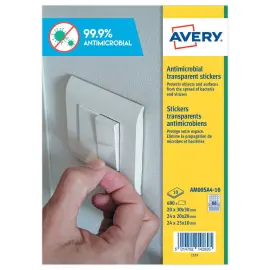 680 Stickers carr&eacute;s antimicrobiens adh&eacute;sif permanent tailles assorties 