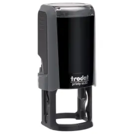Timbre Printy personnalisable 4630 - Bo&icirc;tier gris - Encre noire - &Oslash;30 mm - 6 lignes max. 