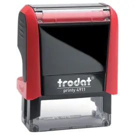 Timbre personnalisable Printy 4911 - Bo&icirc;tier rouge - Encre noire - 38 x 14 mm - 4 lignes max. 