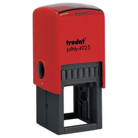 Timbre personnalisable Printy 4923 - Bo&icirc;tier rouge - Encre noire - 30 x 30 mm - 5 lignes max 