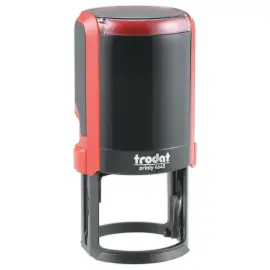 Timbre Printy personnalisable 46045 - Bo&icirc;tier rouge - Encre noire - &Oslash;45 mm - 8 lignes max 