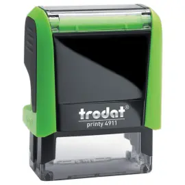 Timbre personnalisable Printy 4911 - Bo&icirc;tier vert - Encre noire - 38 x 14 mm - 4 lignes max 