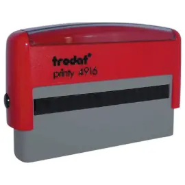 Timbre Printy personnalisable 4916 - Encre rouge - Bo&icirc;tier rouge - 70 x 10 mm - 2 lignes max. 