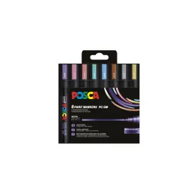 8 Marqueurs peinture &agrave; base d'eau - Pointe conique moyenne - Couleur m&eacute;tallis&eacute;es - Posca 