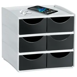 Mini module de rangement 6 tiroirs, noir 